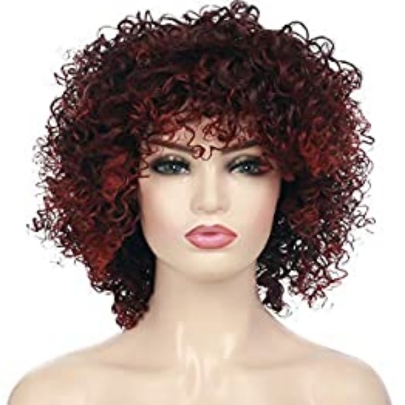 Dark Red Brown Afri Curly Full wig main image 4